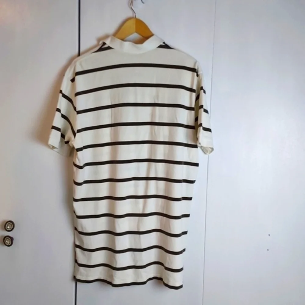Ralph Lauren| Mens White /Black Striped Polo Shirt Short Sleeve Preppy Sz.XL